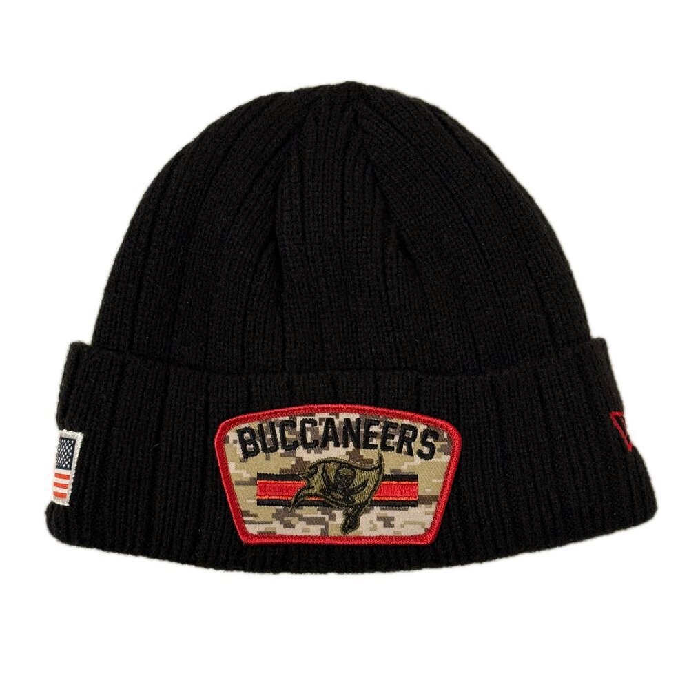 Tampa Bay Buccaneers NFL New Era Salute to Service Sideline Knit Hat Black OSFM